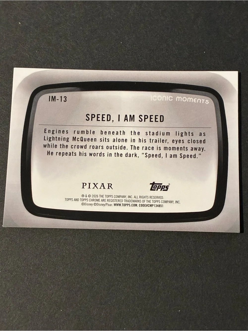 2026 Disney Topps Chrome IM-13 Speed I Am Speed Lightning McQueen Iconic Moments
